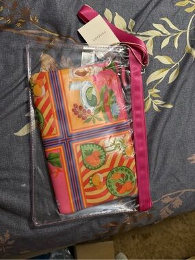 Primark Pink Clear Crossbody with Multicolor Printed Pouch